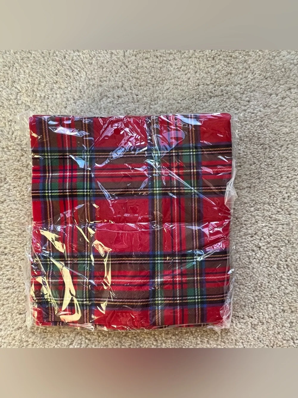 NEW Set of 2 Red Plaid Polyester Flannel Pillow Covers - 18”x18” - Covers Only